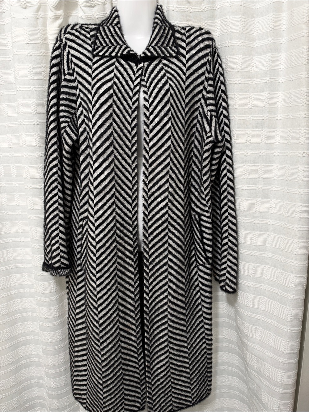 Marc Cain Black & White Chevron Knit Cardigan